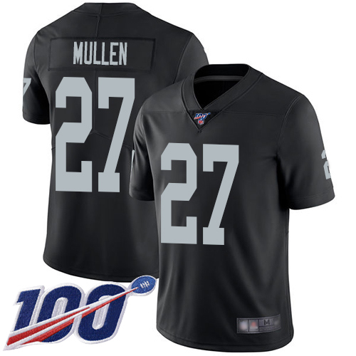 Men Oakland Raiders Limited Black Trayvon Mullen Home Jersey NFL Football #27 100th Season Vapor Jersey->oakland raiders->NFL Jersey